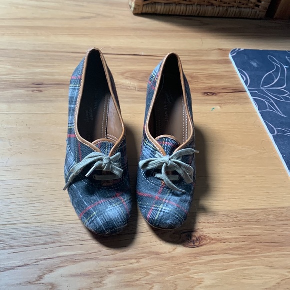 schoolgirl academia heels lace up plaid vintage - Picture 4 of 5